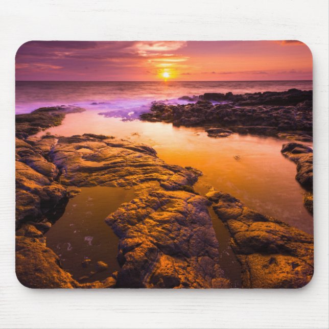 Mousepad Sunset sobre piscinas de maré, Havaí (Frente)