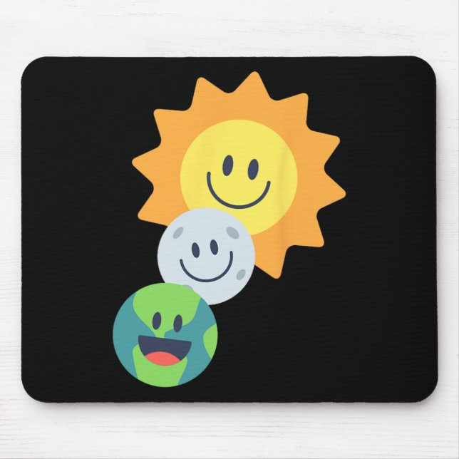 Mousepad Super Cute Earth Moon Sun Solar Eclipse 2024 Engra (Frente)