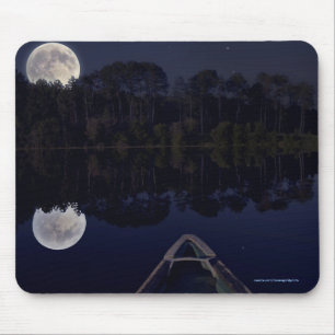 Mousepad Super Lua sobre o Lago de Canoé Late à Noite