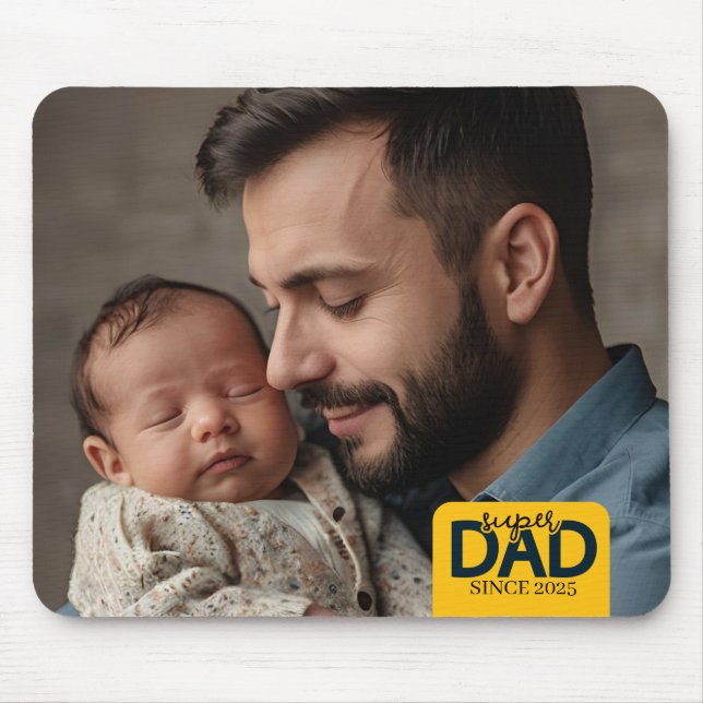 Mousepad Super Pai desde o Ano Personalizado Foto do Pai e  (Frente)