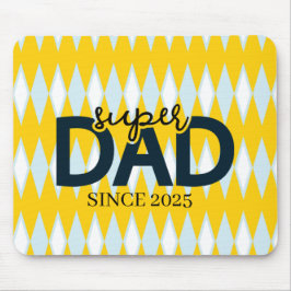 Mousepad Super Pai desde o Ano Yelow Argyle Padrão