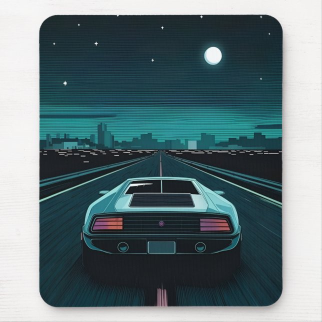 Mousepad Supercarro Futurístico Lo-Fi Vaporwave 880s (Frente)