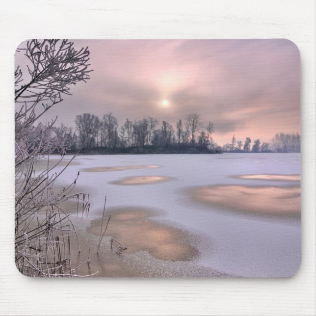 Mousepad Superfície Congelada | Rio Po, Piemonte, Itália (Frente)
