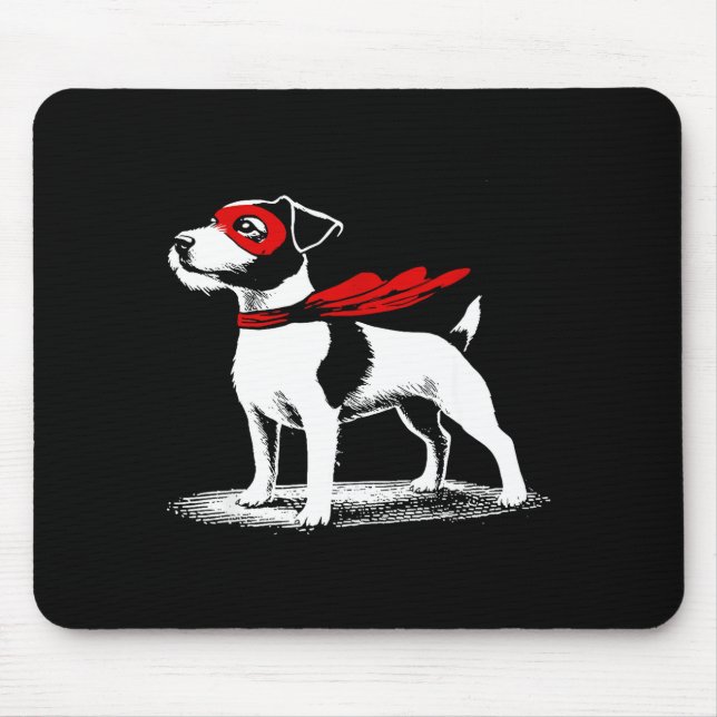 Mousepad Superhero Dog Cape Illustration Funny Loyal Pet He (Frente)