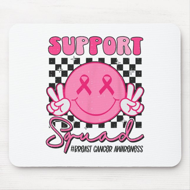 Mousepad Suportar o sorriso quadrado rosto Cancer Mama Sens (Frente)
