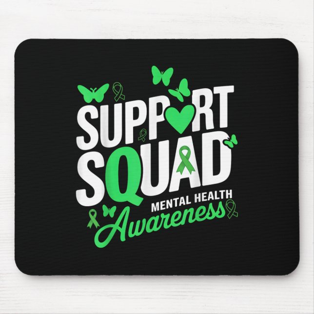Mousepad Suportar Saúde Mental da Faixa Verde da Borboleta (Frente)