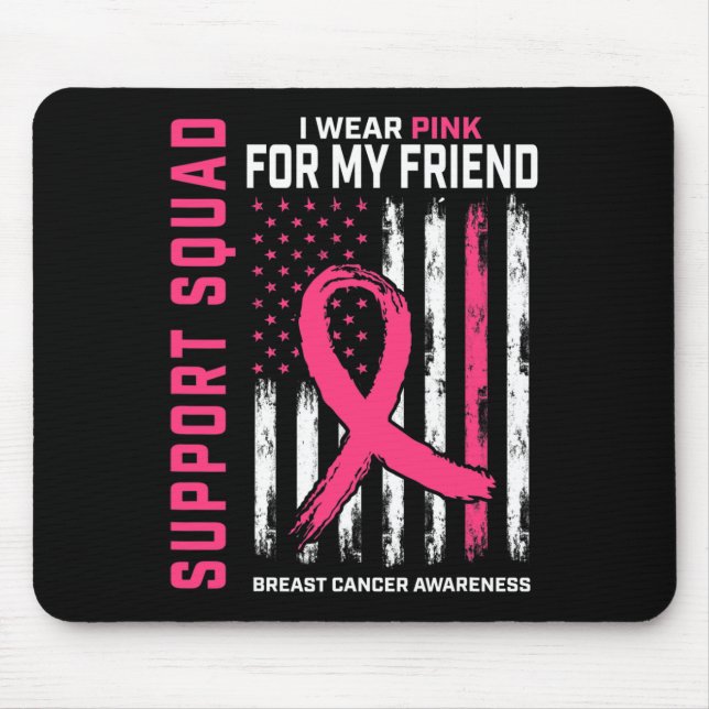 Mousepad Suporte ao Cancer de mama rosa-Visto com esquadrão (Frente)