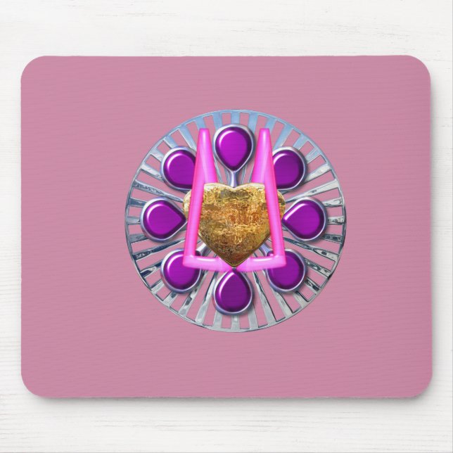 Mousepad Suporte de Coração Metálico Dourado (Frente)