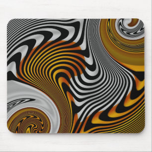 Mousepad Suporte de Mouse Abstrato Laranja Preto Prata Desi