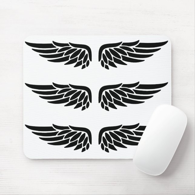 Mousepad Suporte de Mouse Asa de Águia Preto&Branco (Com mouse)