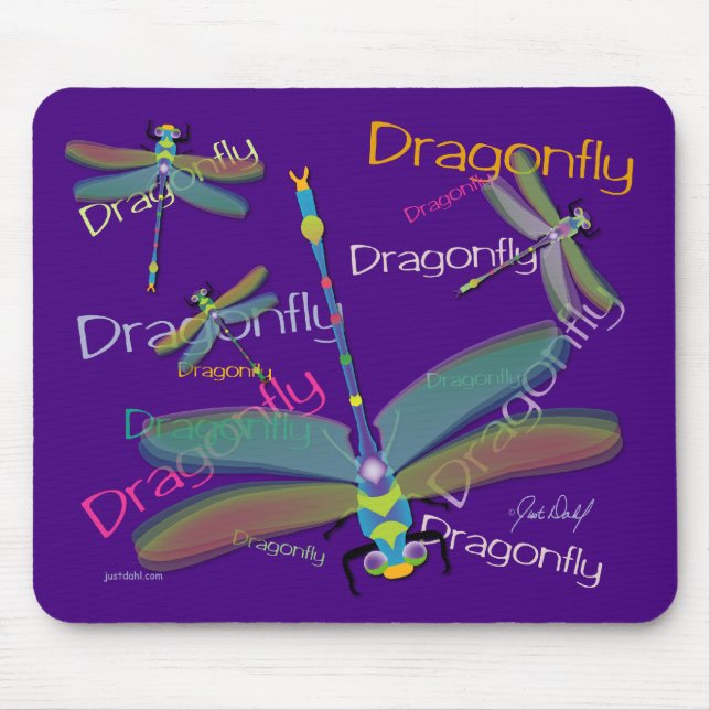 Mousepad Suporte de Mouse com Libélula - Roxo (Frente)