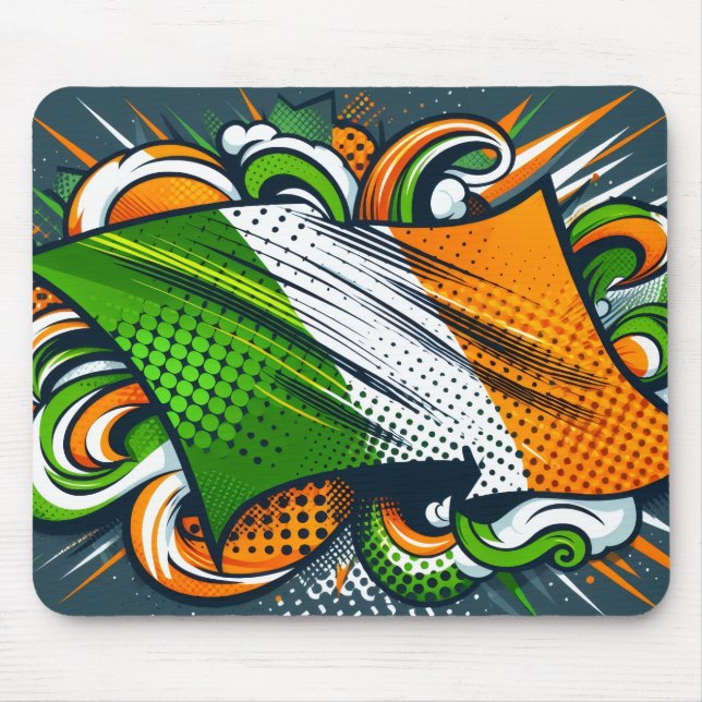 Mousepad Suporte de mouse da bandeira irlandesa (Frente)