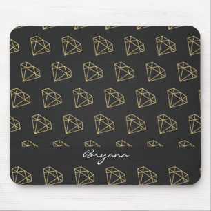Mousepad Suporte de Mouse Glamour Moderno Diamante Dourado