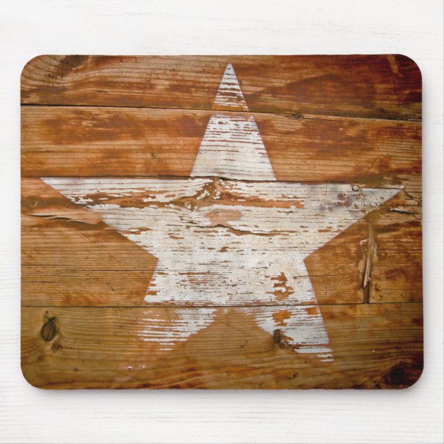 Mousepad Suporte de mouse, Grão de madeira rústico estrelar (Frente)