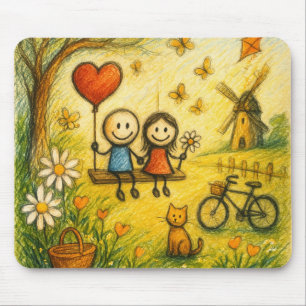 Mousepad Suporte de Mouse Jardim Balanço do Amor Caprichoso