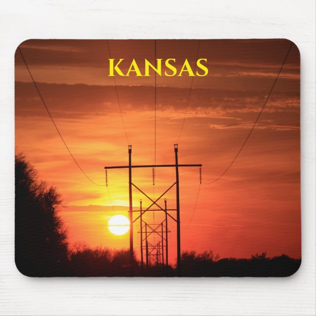 Mousepad Suporte de Mouse Kansas Sunset com Silhueta de Árv (Frente)