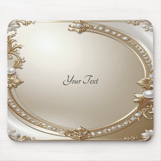 Mousepad Suporte de Mouse Moldura Dourada Ornamentada com P (Frente)