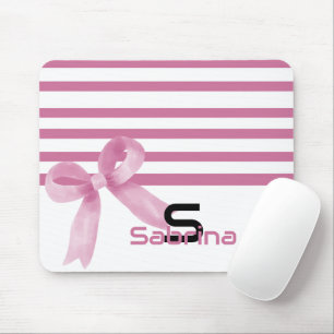 Mousepad Suporte de Mouse Rosa Listras Arco de Coração em A