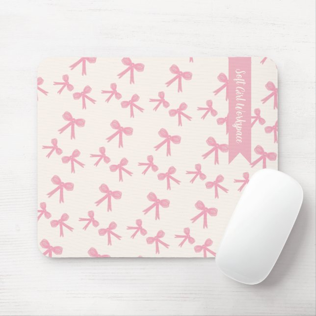 Mousepad Suporte de Mouse Sonhos com Laço Rosa (Com mouse)