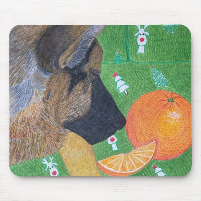 Mousepad Suporte de rato de cachorro e laranja (Frente)