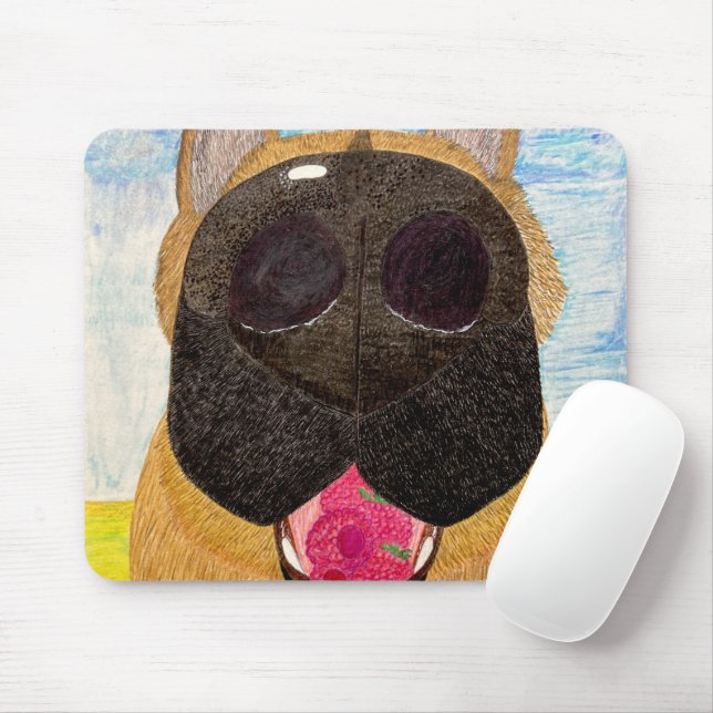 Mousepad Suporte de rato nariz de cachorro e framboesas (Com mouse)