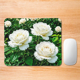 Mousepad Suporte de Rato Rosas Brancas