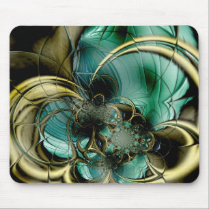 Mousepad Suporte para Mouse Arte Abstrata Metal Dourado Ver