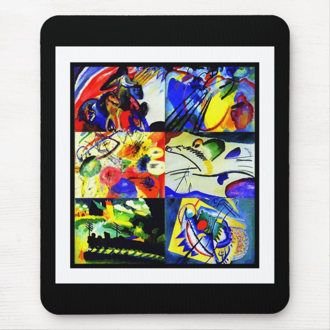 Mousepad Suporte para Mouse Arte Antiga Colagem Kandinsky (Frente)