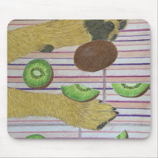 Mousepad Suporte para mouse com patas de cachorro e kiwi