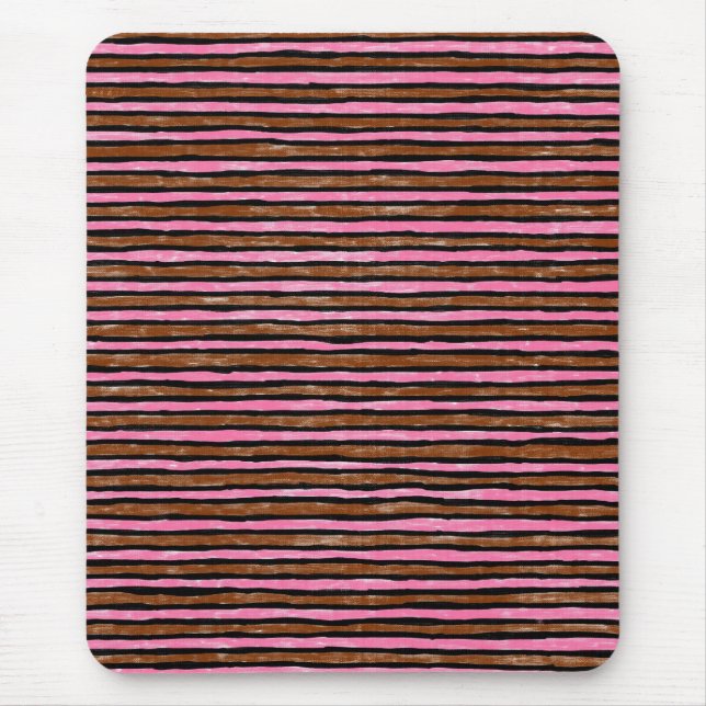 Mousepad Suporte para mouse, Listras Pintadas, Marrom e Ros (Frente)