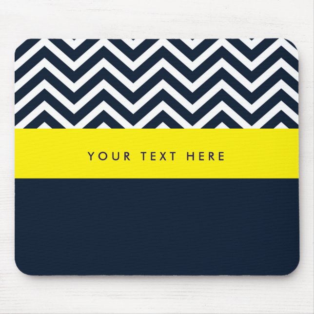 Mousepad Suporte para Mouse Moderno Chevron Azul Marinho &  (Frente)