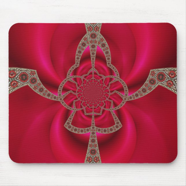 Mousepad Suporte para Mouse Rosa Vermelho Padrão Abstrato (Frente)