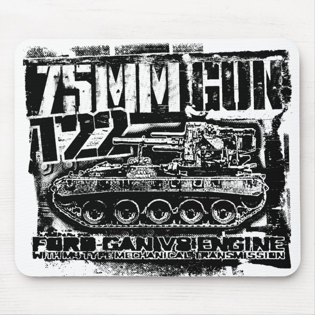 Mousepad Suporte para mouse T22 com arma de 75 mm (Frente)