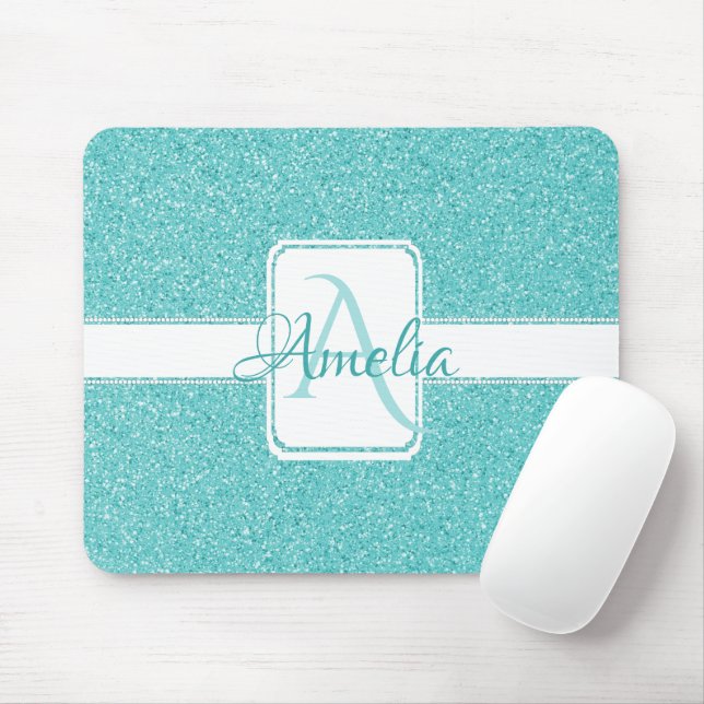 Mousepad Suporte Personalizado para Mouse com Glitter Teal (Com mouse)