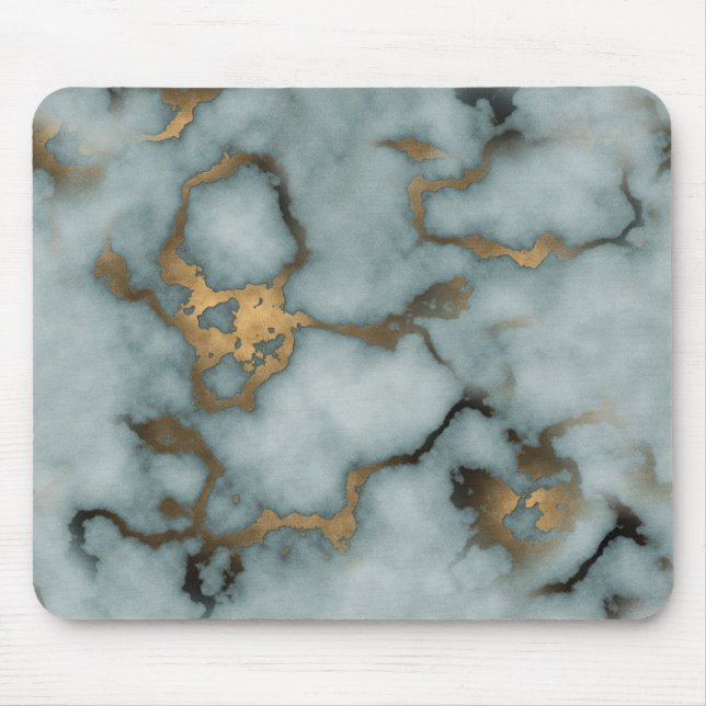 Mousepad Suportes de Mouse de Mármore Veia Dourada Névoa Oc (Frente)
