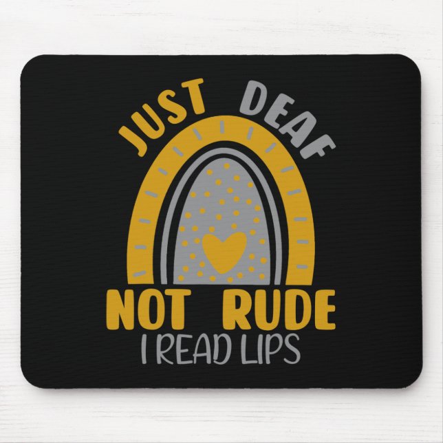 Mousepad Surdo Não Rude Arco-Íris Sensibilização surda Asl  (Frente)