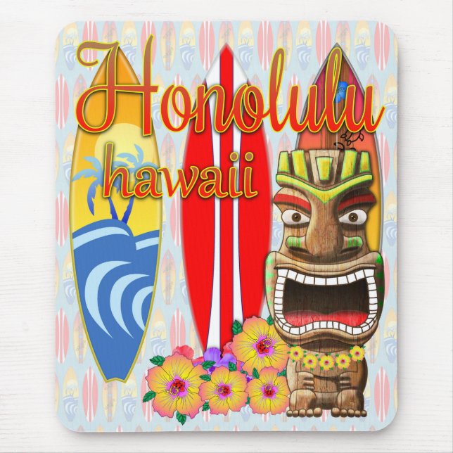 Mousepad Surf Honolulu Hawaii Tiki (Frente)