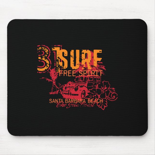 Mousepad Surfando na Califórnia Santa Rra Presente de Surfi (Frente)