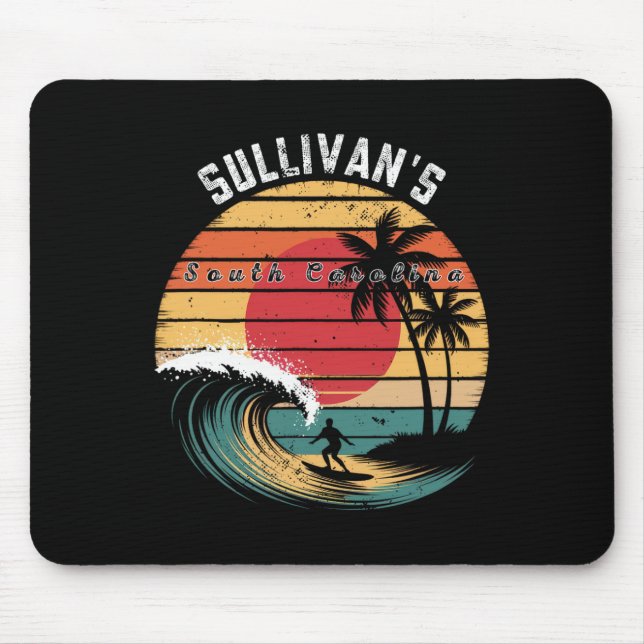Mousepad Surfando na Praia da Carolina do Sul de Sullivan  (Frente)