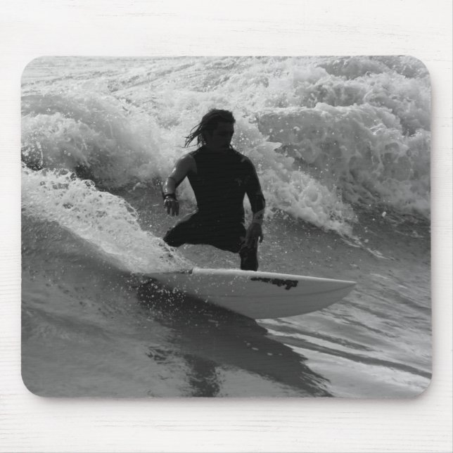 Mousepad Surfar Na Escala De Cinza Das Ondas (Frente)