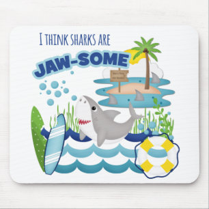 Mousepad Surfboard Engraçado de Tubarão Jawsome