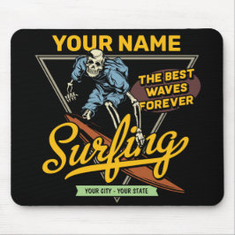 Mousepad Surfer de Ondas de Estrada de Esqueleto Personaliz