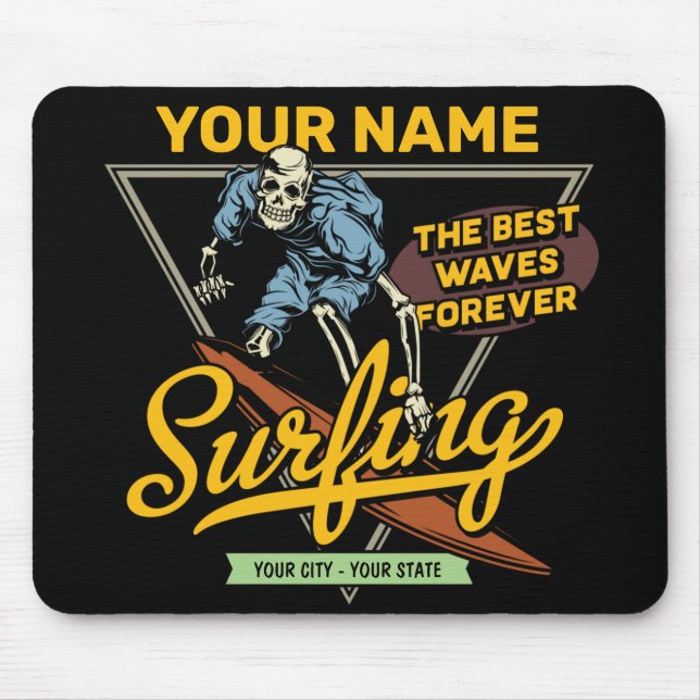 Mousepad Surfer de Ondas de Estrada de Esqueleto Personaliz (Frente)