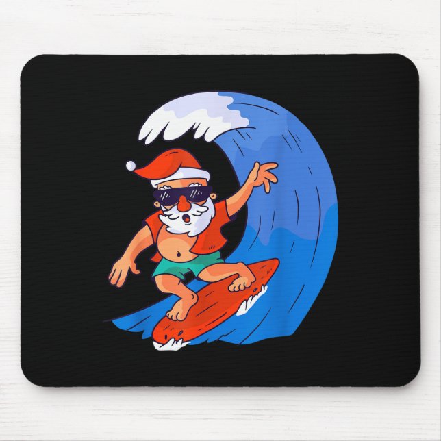 Mousepad Surfing Santa Claus Christmas X-mas Gift  (Frente)