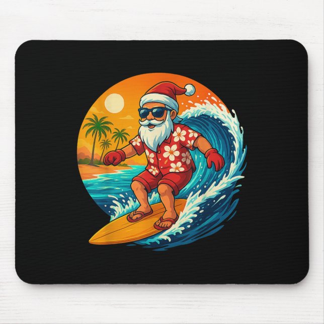 Mousepad Surfing Santa Trocal Christmas Holiday Hawaiian Be (Frente)
