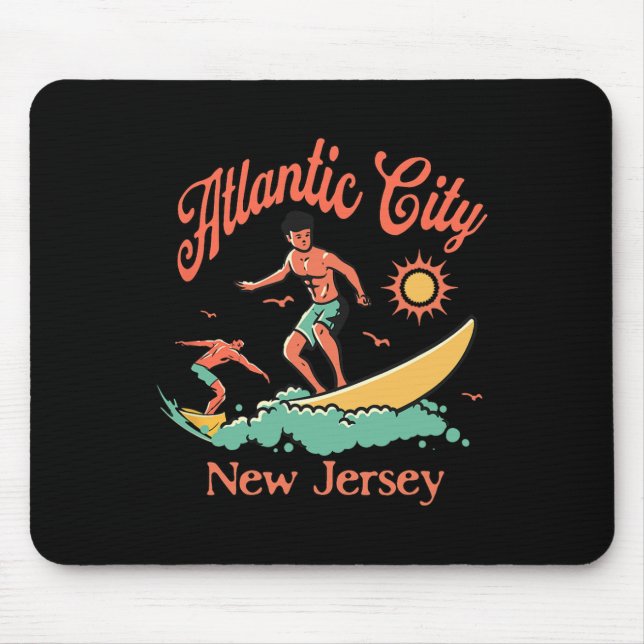 Mousepad Surfista de Nova Jersey Praia de Surf de Atlantic  (Frente)