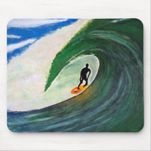 Mousepad Surfista que surfa a onda do tubo em Havaí