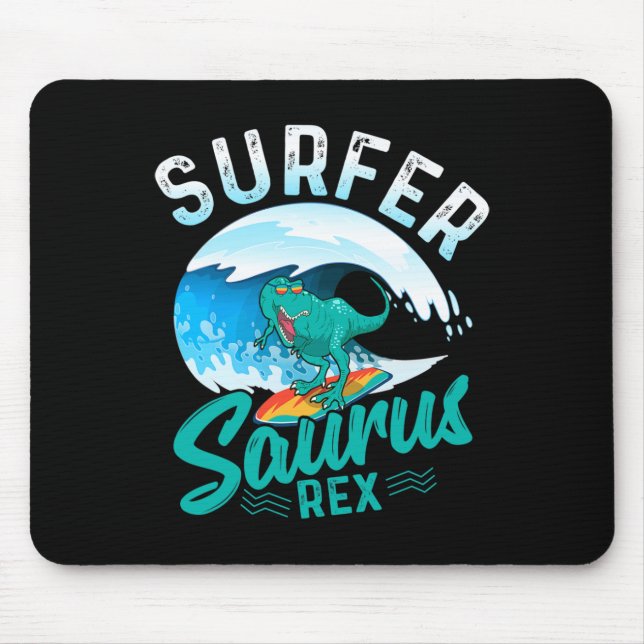 Mousepad Surfista Saurus Rex Dinossauro Surfando Dinossauro (Frente)