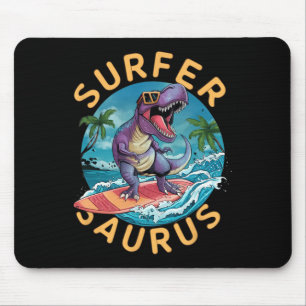 Mousepad Surfista Saurus T-rex Dinossauros Surfando Dino Ca
