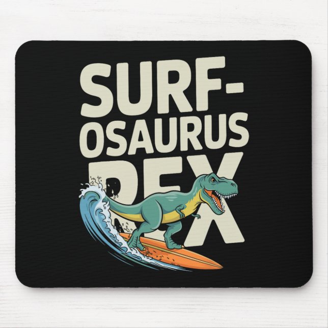 Mousepad Surfosaurus Rex Dinossauro Divertido de Surfe  (Frente)